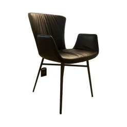 Draenert Einzelstühle|Stuhl Dexter 2058 Leder II Elmosoft 93068 Braun Gestell Stahl Schwarz