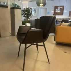 Draenert Einzelstühle|Stuhl Dexter 2058 Leder II Elmosoft 93068 Braun Gestell Stahl Schwarz