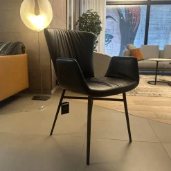 Draenert Einzelstühle|Stuhl Dexter 2058 Leder II Elmosoft 93068 Braun Gestell Stahl Schwarz