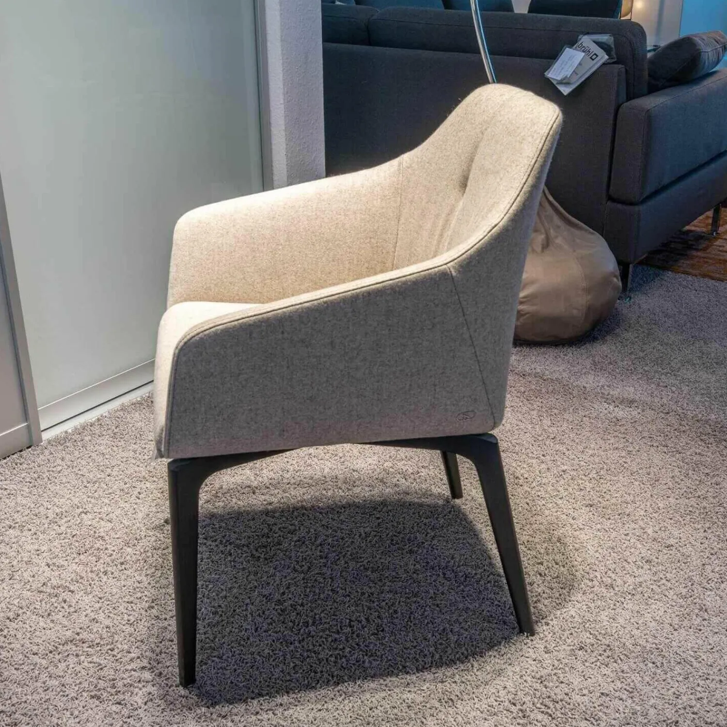 De Sede Einzelstühle|Stuhl DS 279 Stoff Loden Grau Braun Meliert Beine Holz