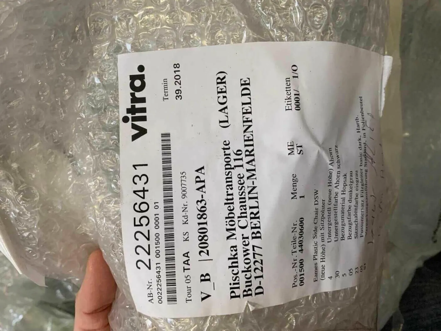 Vitra Einzelstühle|Stuhl DSW Eames Plastic Side Chair Dunkelgrau Eisgrau mit Sitzpolster