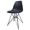 Vitra Einzelstühle|Stuhl Eames Plastic Side Chair DSR Stoff Hopsak Dunkelgrau Drahtgestell Basic Dark