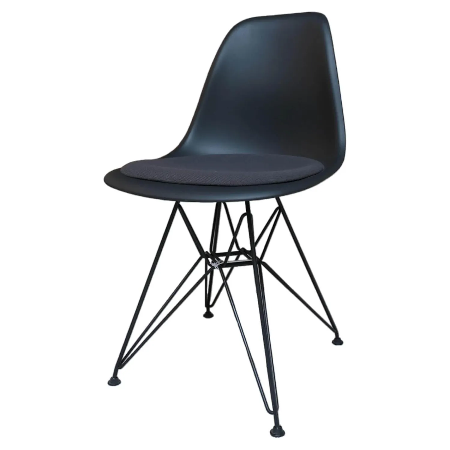 Vitra Einzelstühle|Stuhl Eames Plastic Side Chair DSR Stoff Hopsak Dunkelgrau Drahtgestell Basic Dark