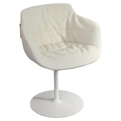 MDF Italia Einzelstühle|Stuhl Flow Chair Mit Armlehnen Bezug Stoff Londra 01 Creme Drehgestell Mit Tellerfuß