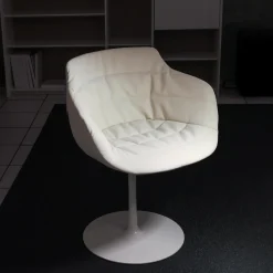 MDF Italia Einzelstühle|Stuhl Flow Chair Mit Armlehnen Bezug Stoff Londra 01 Creme Drehgestell Mit Tellerfuß