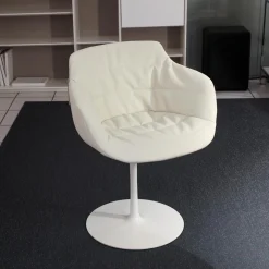 MDF Italia Einzelstühle|Stuhl Flow Chair Mit Armlehnen Bezug Stoff Londra 01 Creme Drehgestell Mit Tellerfuß