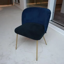 KFF Einzelstühle|Stuhl Gaia Line V1 Sitz Stoff Seven Onyx 169 Rücken Stoff Seven Navi 46 Gestell Messing