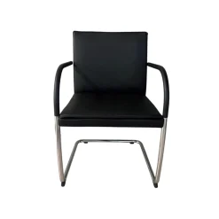 Walter Knoll Einzelstühle|Stuhl George 1567 Leder Select 40 Schwarz Gestell Rundrohrstahl Hochglanz Verchromt