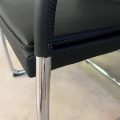 Walter Knoll Einzelstühle|Stuhl George 1567 Leder Select 40 Schwarz Gestell Rundrohrstahl Hochglanz Verchromt