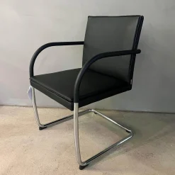 Walter Knoll Einzelstühle|Stuhl George 1567 Leder Select 40 Schwarz Gestell Rundrohrstahl Hochglanz Verchromt