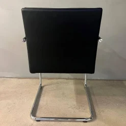 Walter Knoll Einzelstühle|Stuhl George 1567 Leder Select 40 Schwarz Gestell Rundrohrstahl Hochglanz Verchromt