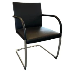 Walter Knoll Einzelstühle|Stuhl George Leder Schwarz Gestell Chrom Silber