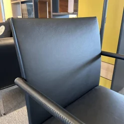 Walter Knoll Einzelstühle|Stuhl George Leder Schwarz Gestell Chrom Silber