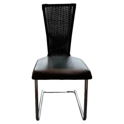 Bacher Einzelstühle|Stuhl Giacomo Bezug Leder Schwarz Gestell Verchromt