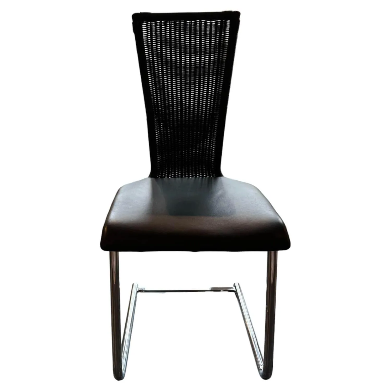 Bacher Einzelstühle|Stuhl Giacomo Bezug Leder Schwarz Gestell Verchromt