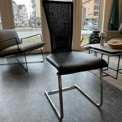 Bacher Einzelstühle|Stuhl Giacomo Bezug Leder Schwarz Gestell Verchromt