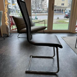 Bacher Einzelstühle|Stuhl Giacomo Bezug Leder Schwarz Gestell Verchromt