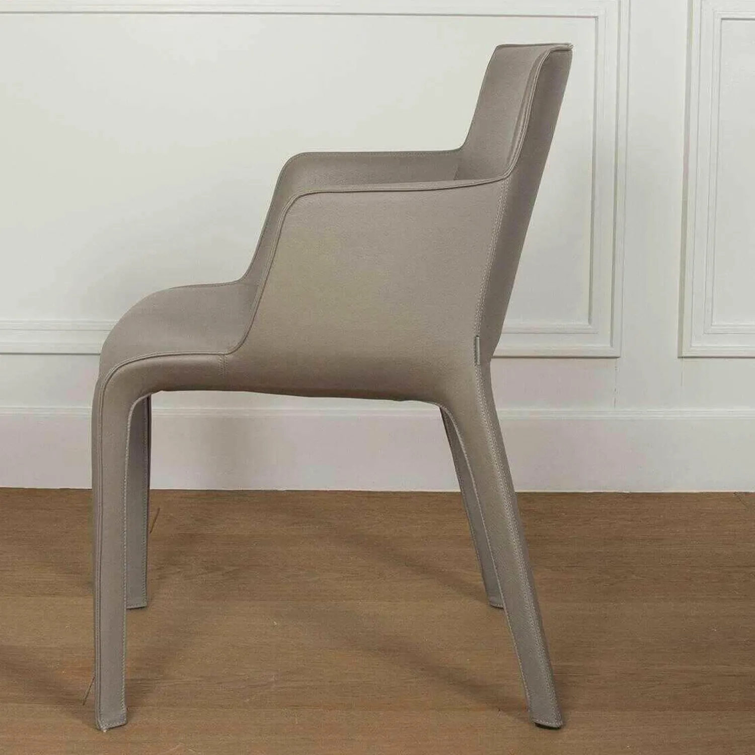 Walter Knoll Einzelstühle|Stuhl Gio Leder Torro Stone mit Armlehnen