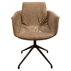 Team 7 Einzelstühle|Stuhl Grand Lui Bezug Stoff Maple MA862 Grau Meliert Drehgestell Schwarz Matt