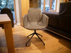 Team 7 Einzelstühle|Stuhl Grand Lui Bezug Stoff Maple MA862 Grau Meliert Drehgestell Schwarz Matt