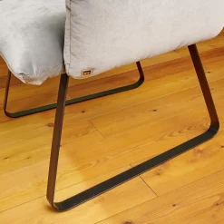 Bielefelder Werkstätten Einzelstühle|Stuhl Heaven Dining Mit Armlehnen Stoff City Velvet Reloaded Grau Kufe Metall Schwarz