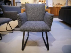Bielefelder Werkstätten Einzelstühle|Stuhl Heaven Dining Stoff Mara Graphit Grau Gestell Metallkufe Schwarz Mit Armlehne