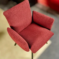 Bielefelder Werkstätten Einzelstühle|Stuhl Heaven Dining XL Stoff Lucie BW1788-111 Rot Holzuntergestell