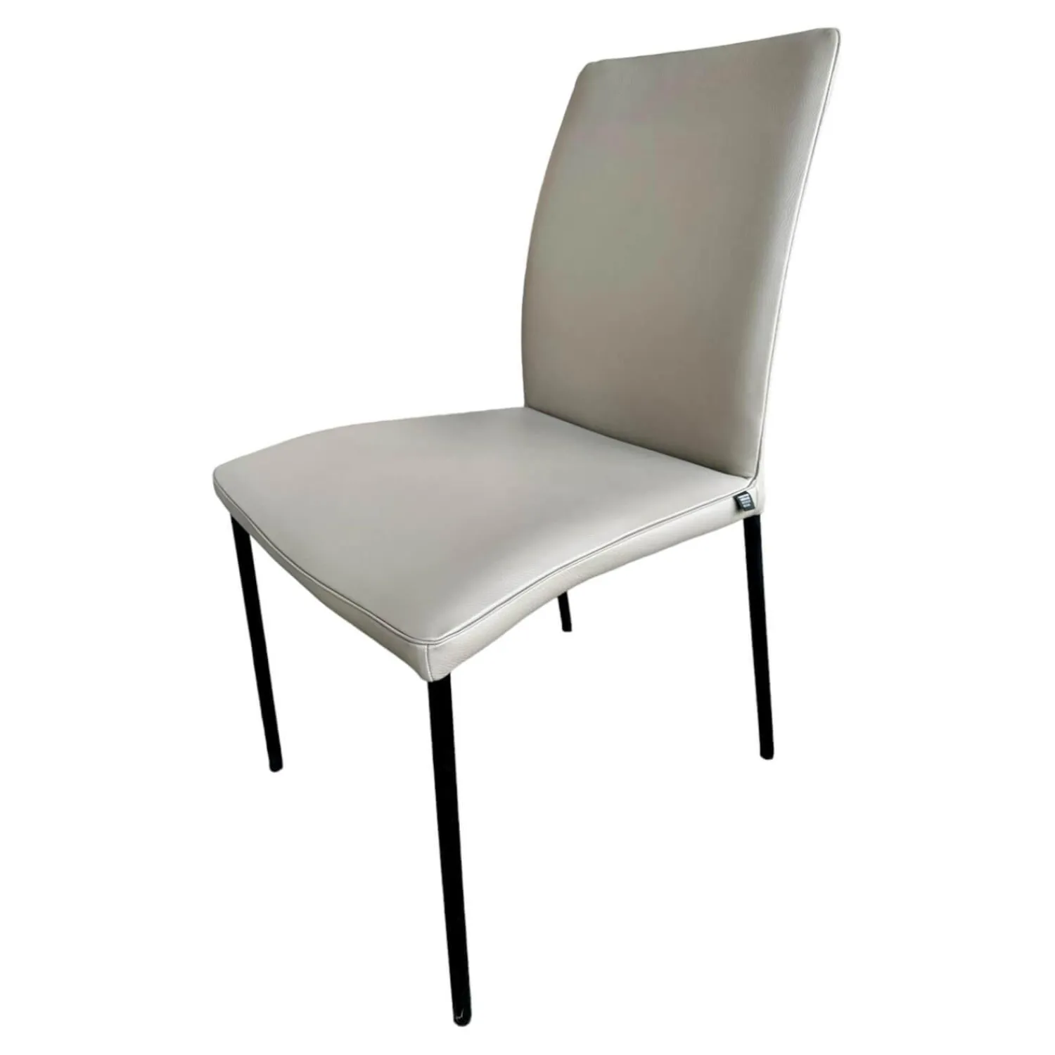 Christine Kröncke Einzelstühle|Stuhl Jaro 100 Bezug Leder Comfort Alpaca Grey Grau Gestell Edelstahlrohr Schwarz Pulverbeschichtet