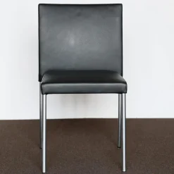 Walter Knoll Einzelstühle|Stuhl Jason Lite 1700 Bezug Leder Select 1300 Schwarz Stahlgestell Velourmatt