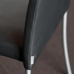 Walter Knoll Einzelstühle|Stuhl Jason Lite 1700 Bezug Leder Select 1300 Schwarz Stahlgestell Velourmatt