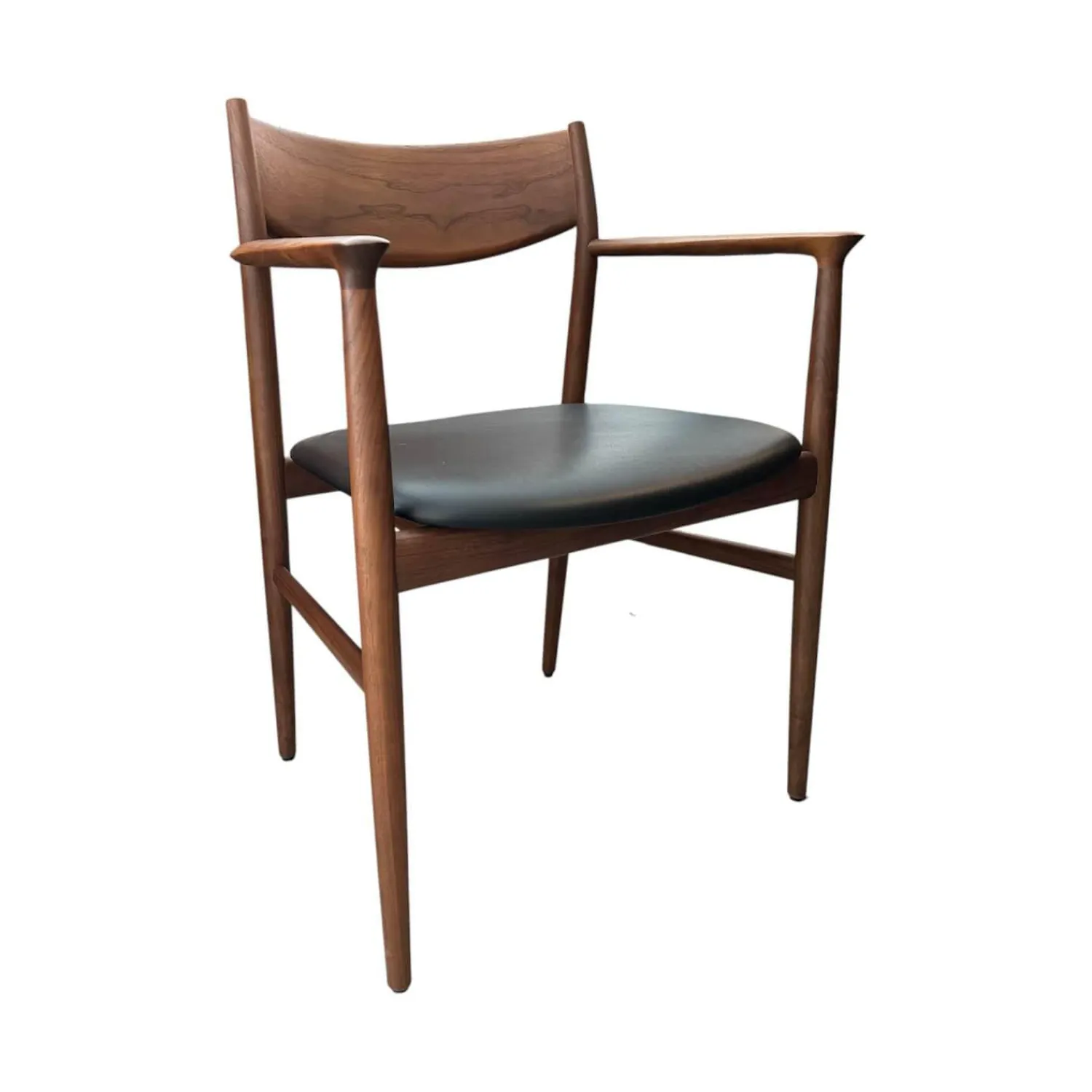 Conde House Einzelstühle|Stuhl Kamuy Leder L3 Schwarz Gestell Nussbaum Massiv