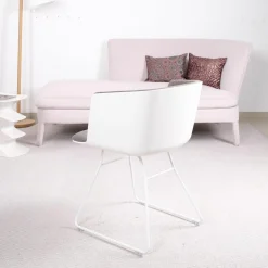 Lapalma Einzelstühle|Stuhl kleiner Sessel Cut Stoff C Hallingdal 65 Grau Gestell Weiß