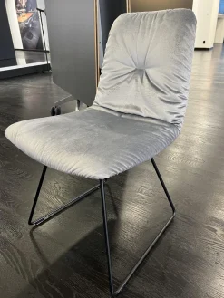Freifrau Einzelstühle|Stuhl Leya Stoff Sahco Avalon 0043 Silber Metall Kufengestell Tiefschwarz