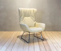 Freifrau Einzelstühle|Stuhl Leya Wingchair Stoff Lopi Biscuit Drahtgestell Schiefergrau Pulverbeschichtet