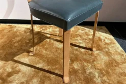 Baxter Einzelstühle|Stuhl Limetta Leder Polish Grove Graublau Gestell Metall Mit Leder Natur Creme Bezogen