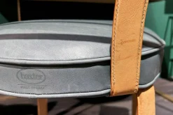 Baxter Einzelstühle|Stuhl Limetta Leder Polish Grove Graublau Gestell Metall Mit Leder Natur Creme Bezogen