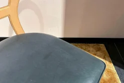 Baxter Einzelstühle|Stuhl Limetta Leder Polish Grove Graublau Gestell Metall Mit Leder Natur Creme Bezogen