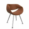 Züco Einzelstühle|Stuhl Little Perillo Exklusivleder Sattelbraun Gestell Aluminium Poliert