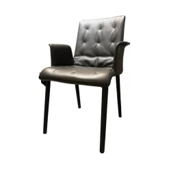 Walter Knoll Einzelstühle|Stuhl Liz Wood 1323 Leder Congress 1399 Dark Bronze Braun Gestell Eiche Geflammt