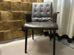 Walter Knoll Einzelstühle|Stuhl Liz Wood 1323 Leder Congress 1399 Dark Bronze Braun Gestell Eiche Geflammt