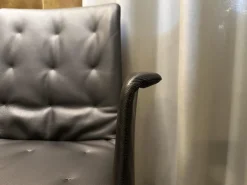 Walter Knoll Einzelstühle|Stuhl Liz Wood 1323 Leder Congress 1399 Dark Bronze Braun Gestell Eiche Geflammt