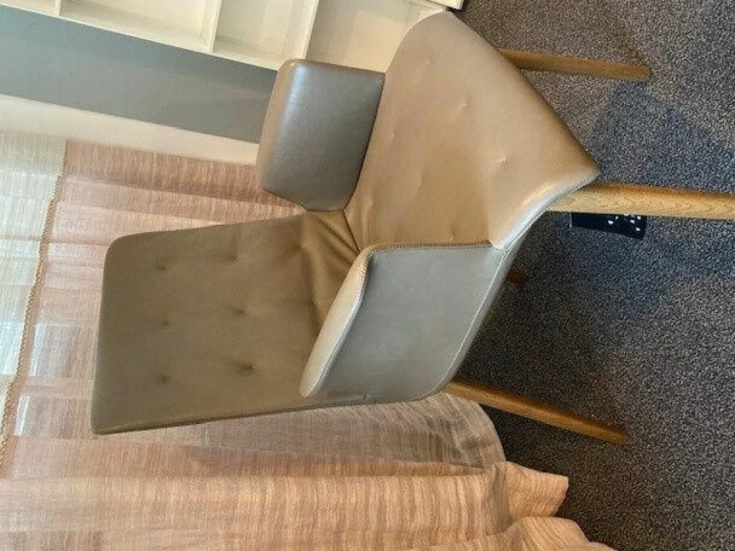 Walter Knoll Einzelstühle|Stuhl Liz Wood Leder Elen 1381 Khaki Braun Gestell Eiche Geräuchert Geölt