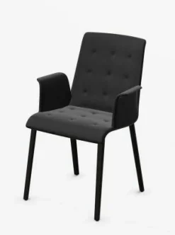 Walter Knoll Einzelstühle|Stuhl Liz Wood Leder Vintage Black Füße Massivholz