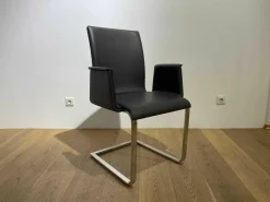 Girsberger Einzelstühle|Stuhl Lynn S AL B105 Leder Donna Grey 7000 Gestell Verchromt