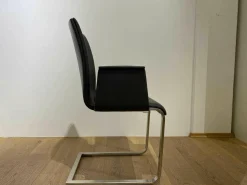 Girsberger Einzelstühle|Stuhl Lynn S AL B105 Leder Donna Grey 7000 Gestell Verchromt