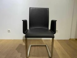 Girsberger Einzelstühle|Stuhl Lynn S AL B105 Leder Donna Grey 7000 Gestell Verchromt