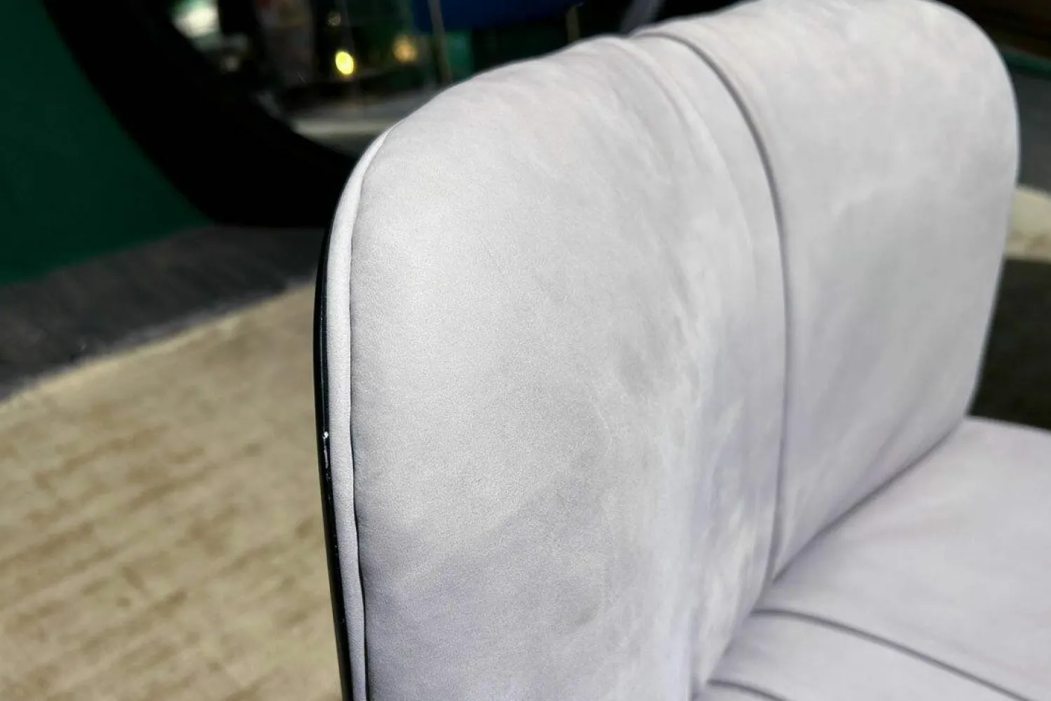 Baxter Einzelstühle|Stuhl Marilyn Leder Kashmir lilas Flieder Grau Gestell Metall Schwarz Lackiert