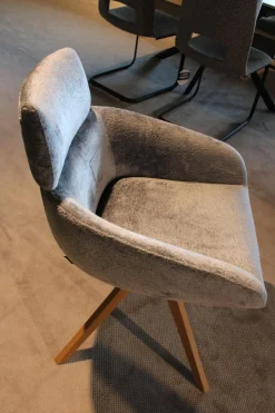 Venjakob Einzelstühle|Stuhl Marleen Stoff Frankfurt Grau Gestell Wildeiche Geölt