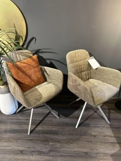 Paul Lindberg Einzelstühle|Stuhl Miro Stoff PG B Bicolor Polsterung Beige Meliert Gestell Drehbar Stativ RAL 7048 Titan Silber Einzelstuhl Ohne Kissen