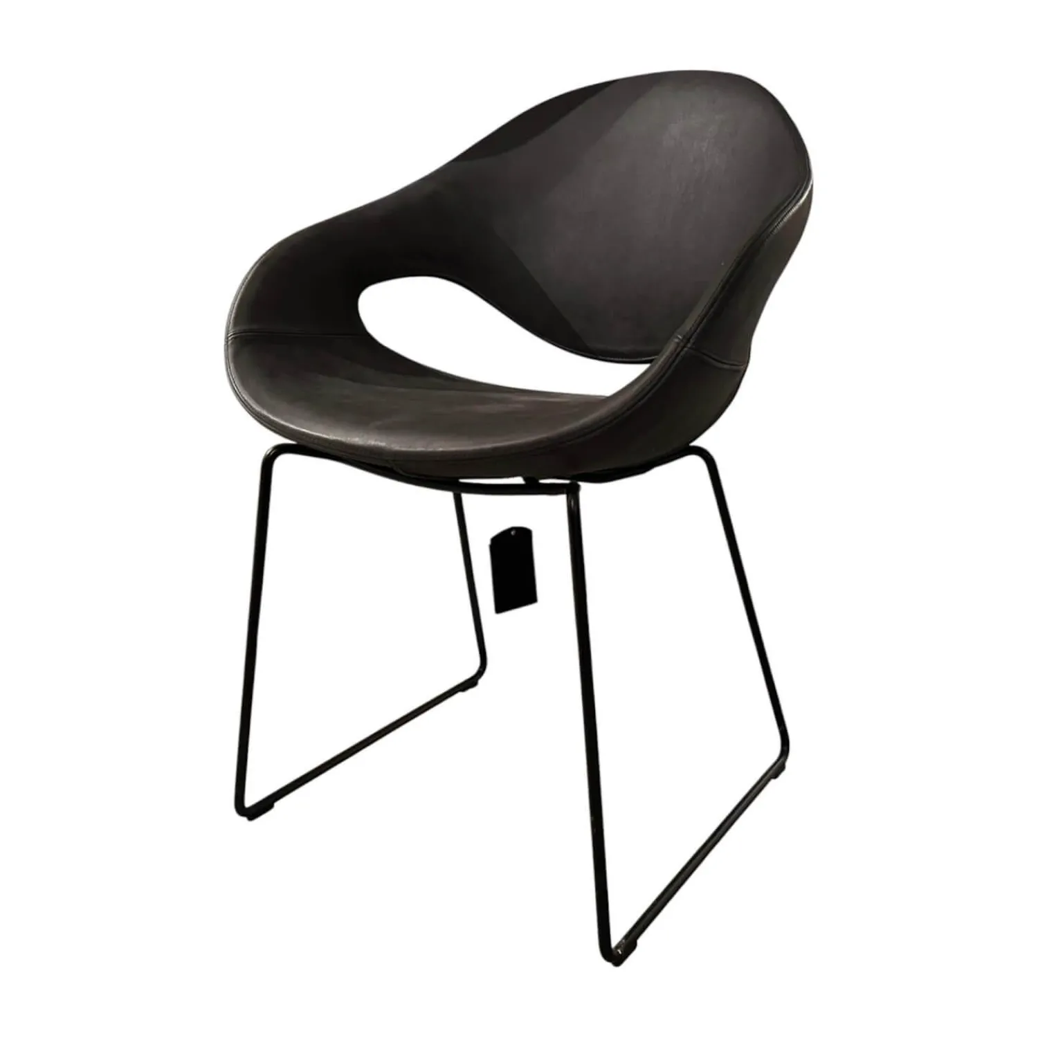 Tonon Einzelstühle|Stuhl Moon Leder Savana 974 Schwarz Grau Gestell 92 Stahl Nero 64 Schwarz